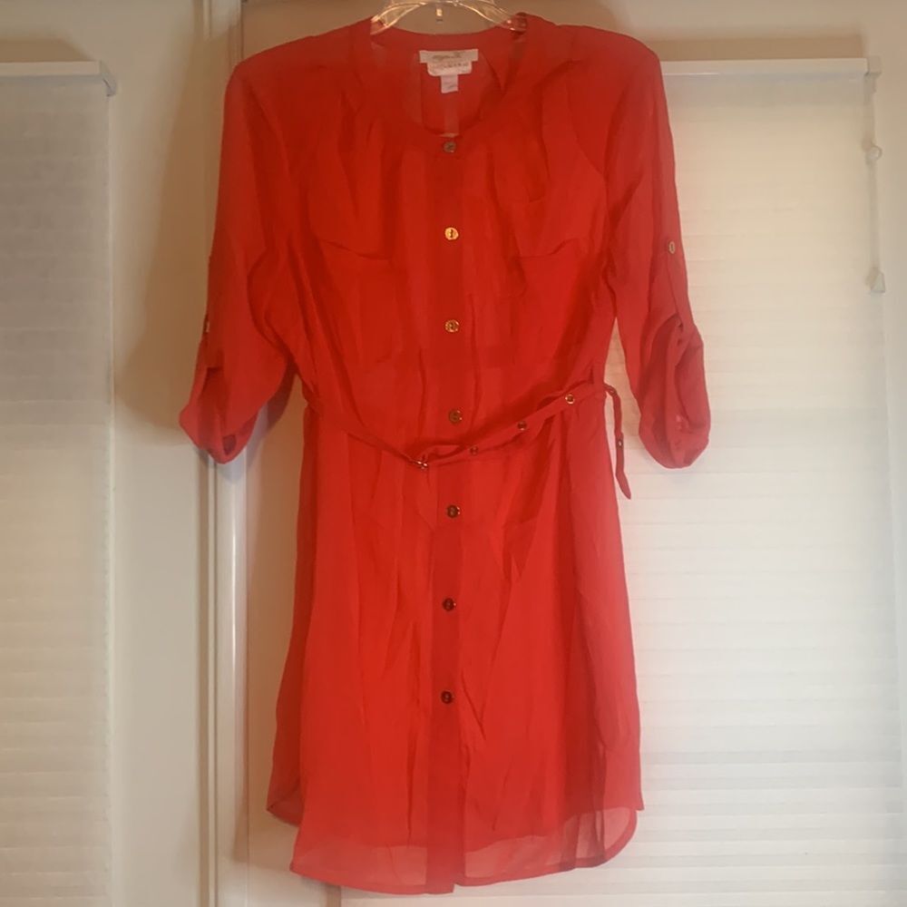 Aryn K Pea In The Pod Maternity‎ Semi Sheer Coral Pink Tunic Medium New